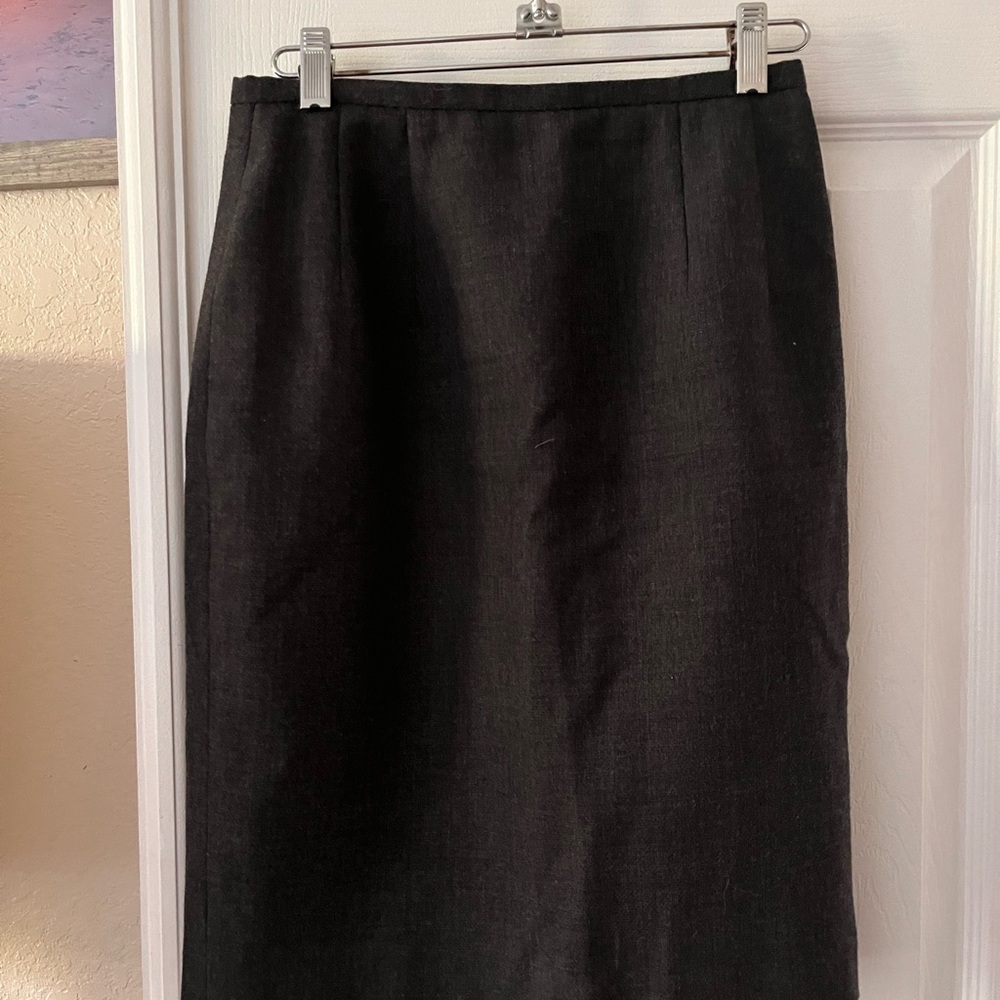 Harvé Bernard Heathered Charcoal Pencil Skirt